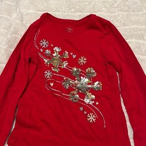 Red long sleeve shirt + christmas themed